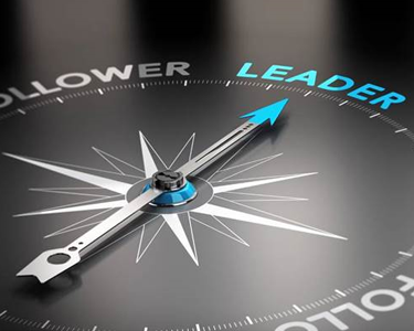 Compass pointing toward leadership