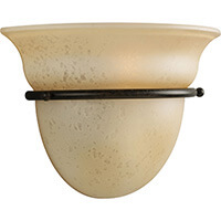 One-Light Wall Sconce With Tea Stained Oversized, Bell-Shaped Glass Bowl