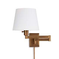 One light wall sconce fixture with two points of adjustment and 180 degrees of motion