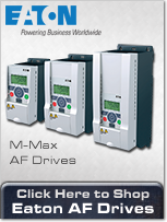 M-Max Adjustable Frequency Drives from Eaton, ranging from less than 1 horsepower to 10 HP.