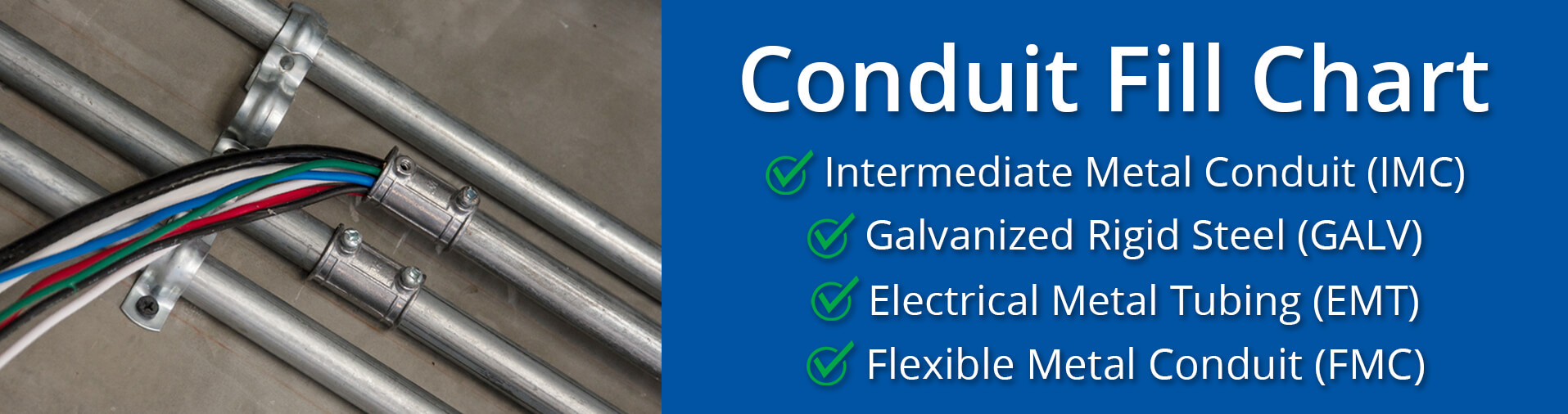 conduit fill chart for intermediate metal conduit imc, galvanized rigid steel rmc, electrical metal tubing emt, and flexible metal conduit