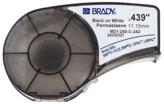 110925 - Heat Shrink Labels, 0.25" Dia, BK/WH - Brady