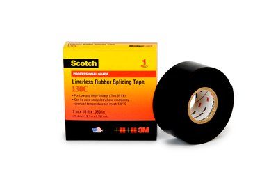 130C34X30 - Linerless Rubber Splicing Tape, 3/4" X 30', BK - Scotch