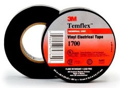 1700 - Tem Vinyl Electrical Tape 1700, 3/4" X 60', Black - Temflex