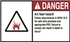 44895 - Danger Label, Nec Arc Flash, 4" X 6", Adhesive - Ideal