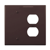 PJ138B - Wallplate 2G Duplex/Blank Poly Mid BR - Eaton