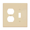 PJ18V - Wallplate 2G Toggle/Duplex Poly Mid Iv - Eaton